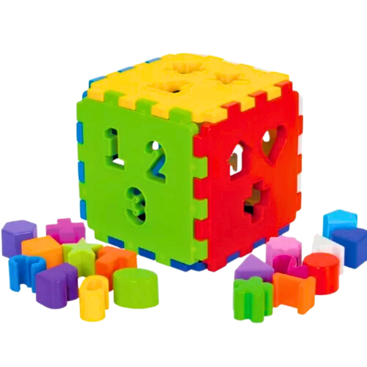 Cubo Didático MercoToys com Peças Geométricas para Encaixar e Brincar Cubo Didático MercoToys com Peças Geométricas para Encaixar e Brincar